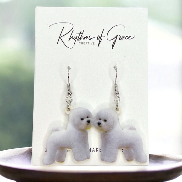 Bichon Bliss: Adorable Handmade Dangle Earrings for Dog Moms & Furbaby Lovers! - Picture 2 of 10